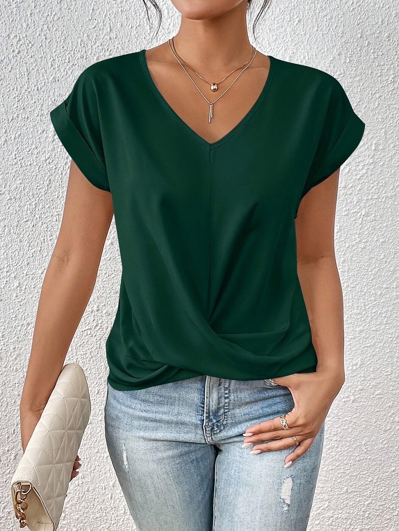 Maja™ | Kortærmet t-shirt med sweetheart hals